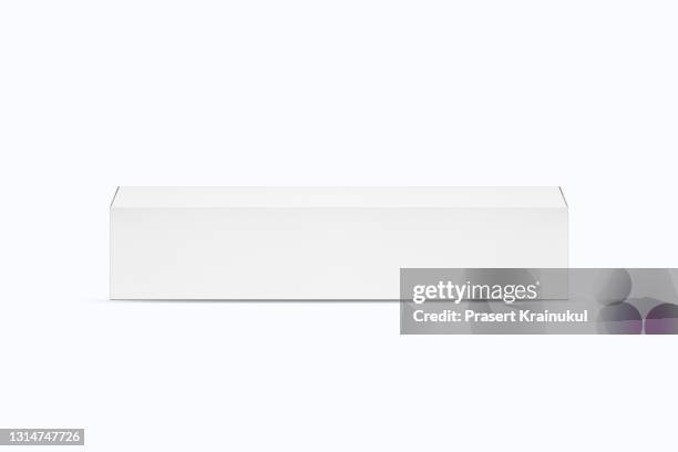white cardboard rectangular box mockup - top view. blank packaging mock up for toothpaste or cream - lunghezza foto e immagini stock