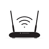 Router icon. Wifi or wireless network. Modern internet access concept. Vector illustration.