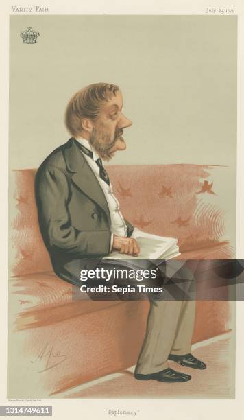 Politicians - Vanity Fair. 'Diplomacy'. James Howard Harris, Earl of Malmesbury. 25 July 1874, Carlo Pellegrini, 1839–1889, Italian Chromolithograph.