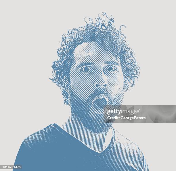 young man with shocked facial expression - studio headshot stock illustrations