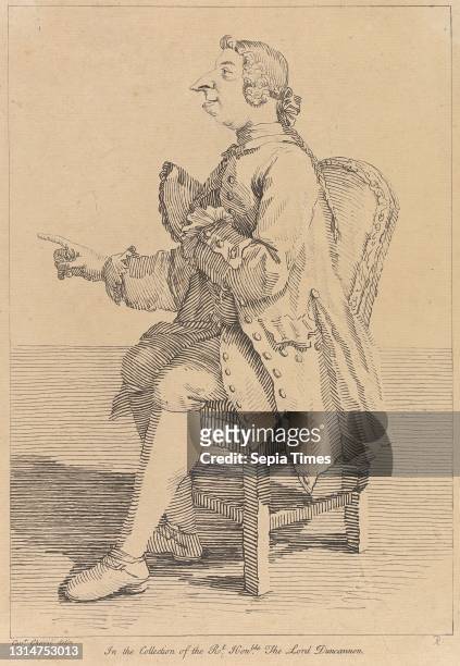 Profile of seated man with long nose, Arthur Pond, ca. 1705–1758, British, after Pier Leone Ghezzi, 1674–1755, Italian Sheet: 11 5/8 x 8in. .
