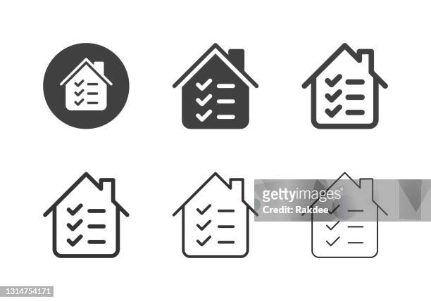 checklist house inspection icons - multi series - application form stock illustrations