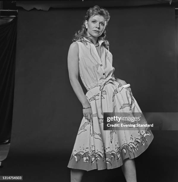 English actress Katy Manning,UK, 29th July 1974. She played companion Jo Grant in the BBC TV series 'Doctor Who' from 1971 to 1973.