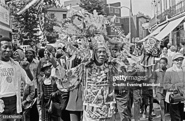 The Notting Hill Carnival in London, UK, August 1974.