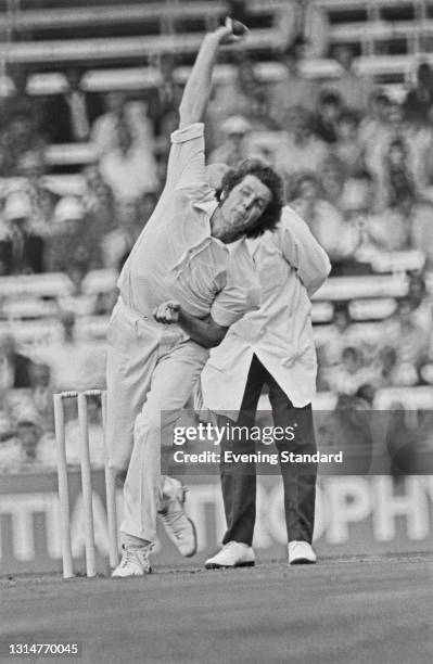 English cricketer Bob Willis during the 3rd Test Match between England and Pakistan at the Oval in London, UK, August 1974.