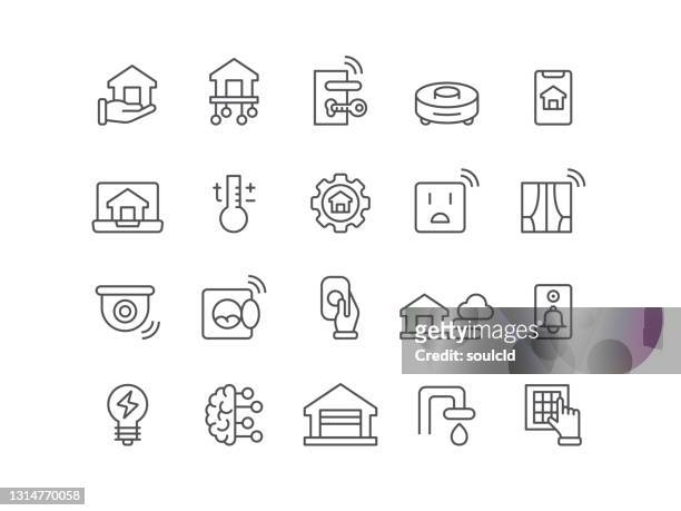 home automation icons - door lock stock illustrations