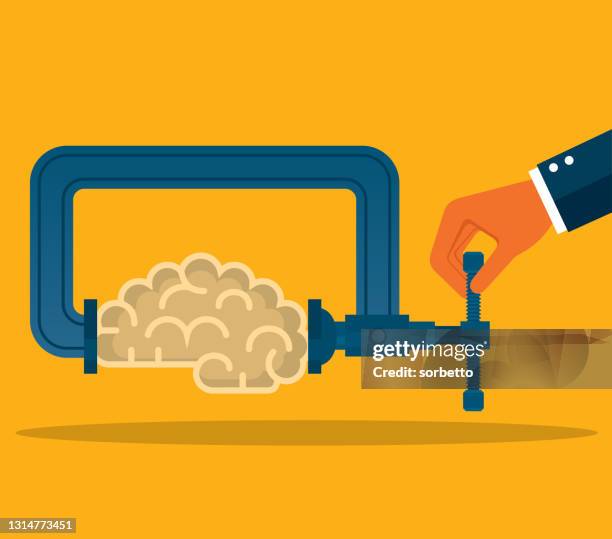 ilustrações de stock, clip art, desenhos animados e ícones de find the idea in the brain - alicate bloqueador