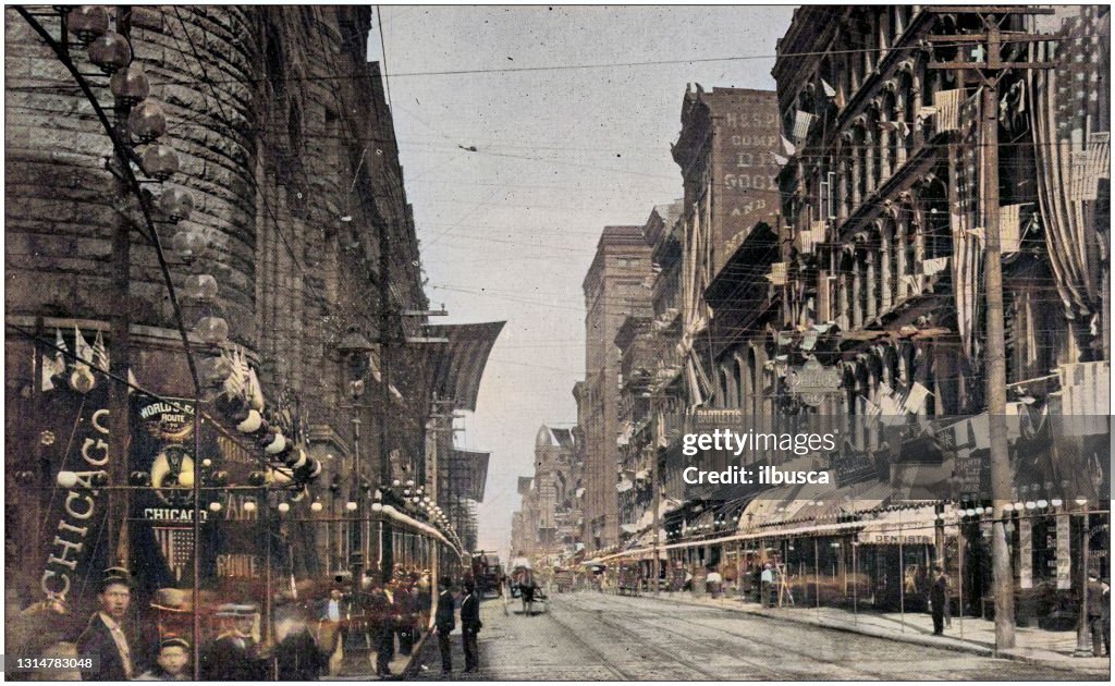 Antique colorized photo of Cincinnati, Ohio: Vine Street