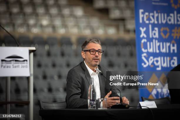 The researcher of the Germans Trias i Pujol Hospital in Badalona , Josep Maria Llibre appears at a press conference of Festivals x la Cultura Segura...