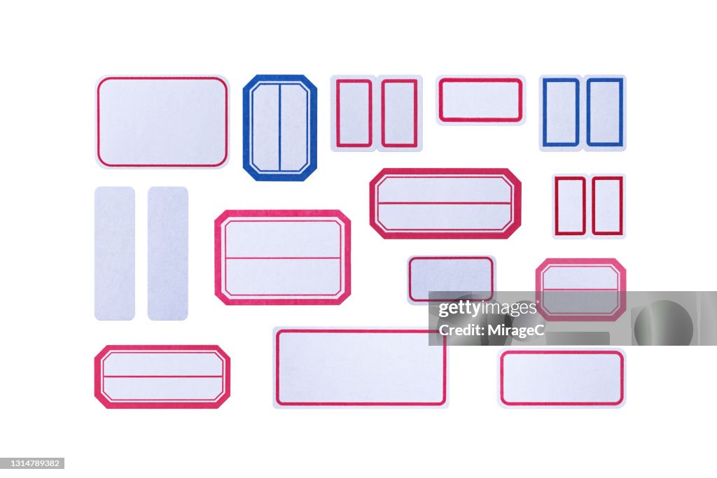 A Collection of Blank Rubber Stamp Label Stickers