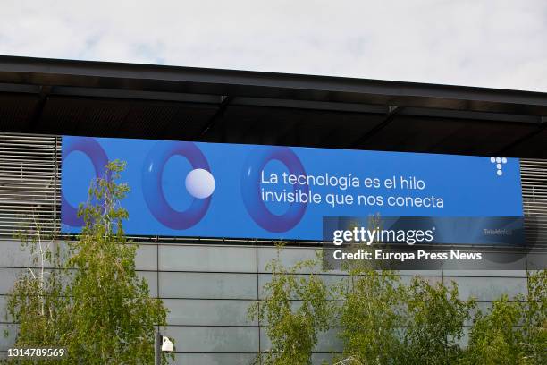 Telefonica's headquarters building, on 27 April 2021, in Madrid, Spain. Telefonica has changed its image for the first time in more than two decades...