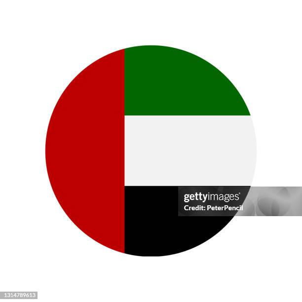 uae - united arab emirates - flag icon vector illustration - round - emirates flag stock illustrations