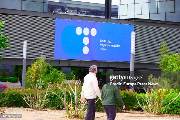 Telefonica's headquarters building, on 27 April 2021, in Madrid, Spain. Telefonica has changed its image for the first time in more than two decades...