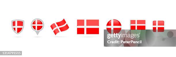 denmark flag icon vector set - danish flag stock illustrations