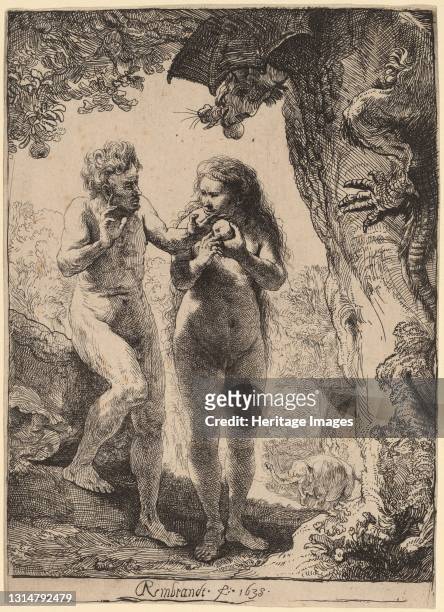 Adam and Eve, 1638. Artist Rembrandt Harmensz van Rijn.