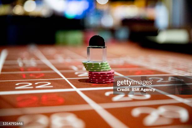 General view inside of the Holland Casino on April 25, 2021 in Utrecht, Netherlands. For the first time in months, visitors were allowed inside the...