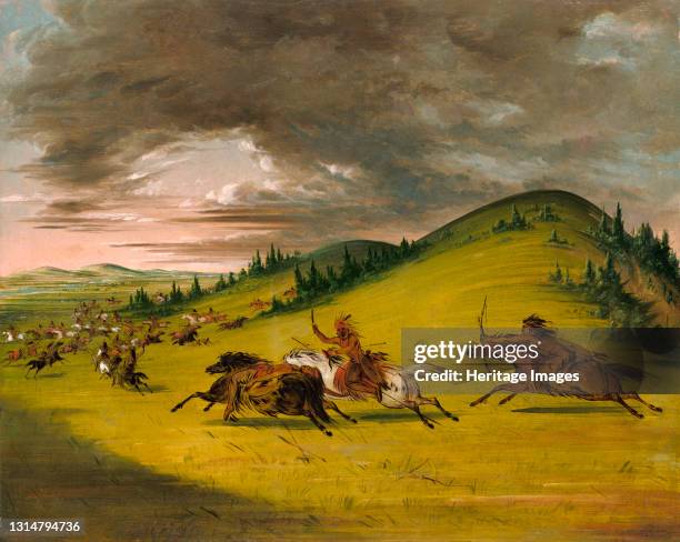 Battle Between Sioux and Sac and Fox, 1846-1848. Artist George Catlin.