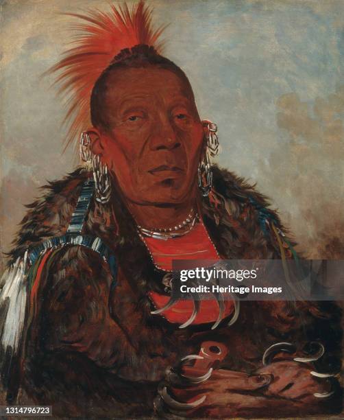 Wah-ro-née-sah, The Surrounder, Chief of the Tribe, 1832. Artist George Catlin.