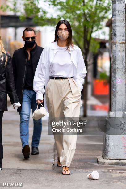 Kendall Jenner is seen in Tribeca on April 27, 2021 in New York City.