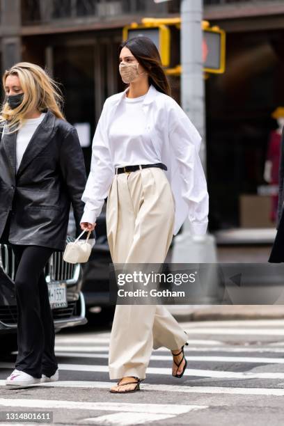 Kendall Jenner is seen in Tribeca on April 27, 2021 in New York City.