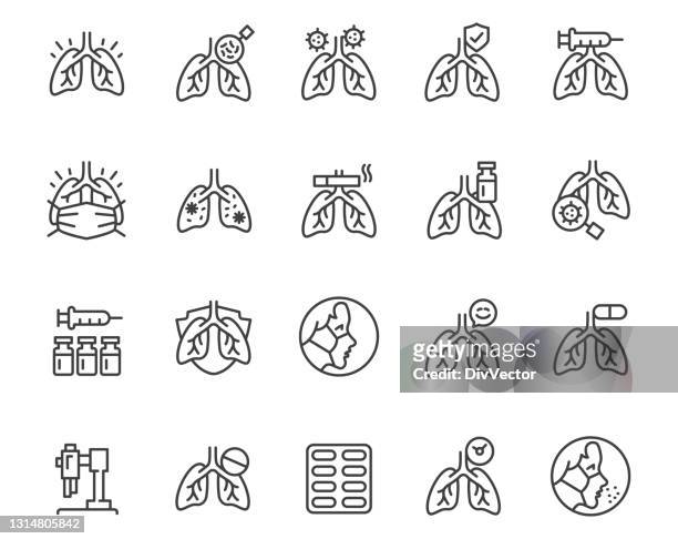 lungen-symbol-set - lungenkrebs stock-grafiken, -clipart, -cartoons und -symbole