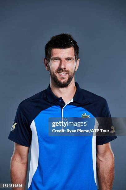 Jurgen Melzer of Austria poses for a portrait at Melbourne Park on January 19, 2020 in Melbourne, Australia.