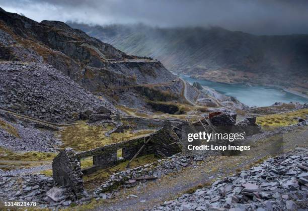 Abandoned quarry building at Dinorwic Slate Quarry in Snowdonia.