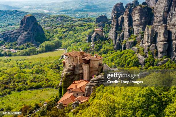 The Monastery of Rousanou on top of rocks in Meteora in Greece.