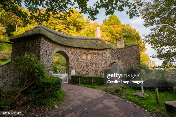 Worthy Toll House at the entrance to Worthy Toll Road near Porlock in Exmoor National Park.