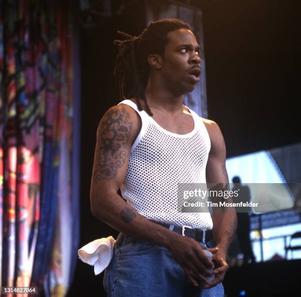 Busta Rhymes performs during Smokin' Grooves at Shoreline Amphitheatre on September 1, 1996 in Mountain View, California.