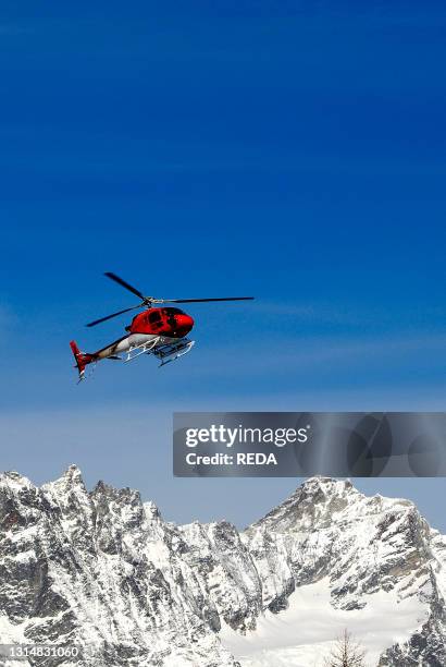 Helicopter For Eliski. Cervinia. Aosta Valley. Italy.