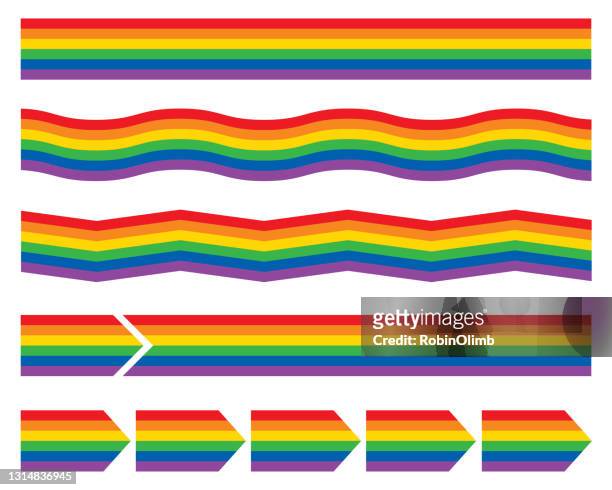 stockillustraties, clipart, cartoons en iconen met regenboog gestreepte banners - trots