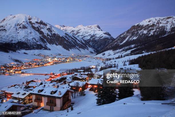 Evening view. Livigno. Lombardy. Italy. Europe.