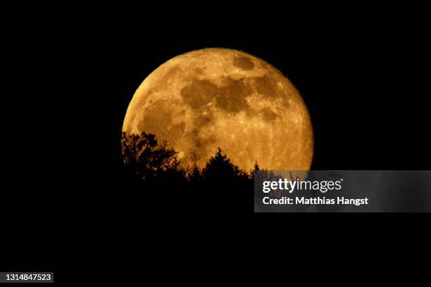 Supermoon shines on April 27, 2021 in Karlsruhe, Germany.