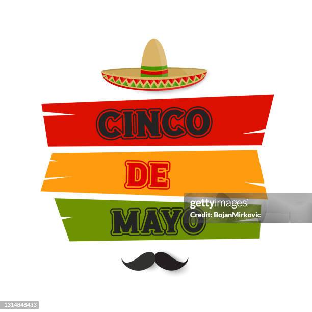 stockillustraties, clipart, cartoons en iconen met cinco de mayo kaart, banner met hoed. vector - cinco de mayo background