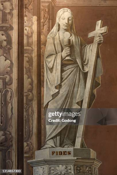 Rumilly church. Wall painting. Allegory of loyalty. France.