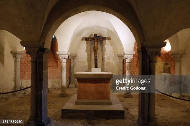 Saint Mary Magdalene basilica crypt, Vezelay, France.