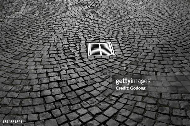 Street pavement blocks. Square shaped pattern. Close-up.