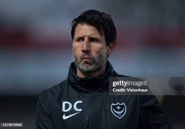 Portsmouth manager Danny Cowley looks dejected during the Sky Bet League One match between Accrington Stanley and Portsmouth at The Crown Ground on...