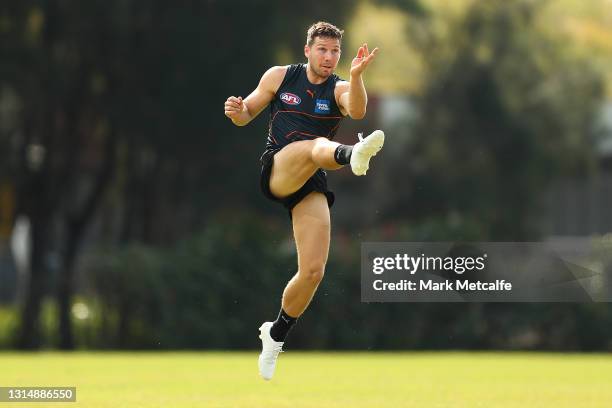 Toby Greene of the Giants trains during a GWS Giants AFL training session at Tom Wills Oval on April 28, 2021 in Sydney, Australia.
