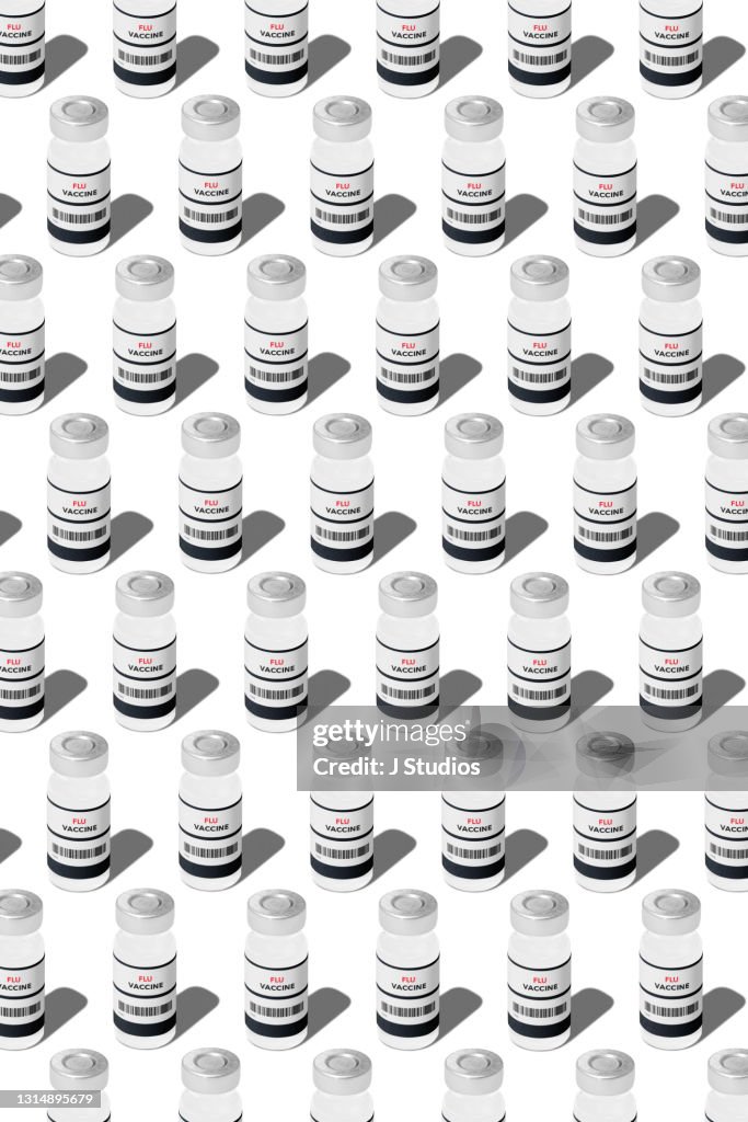 Pattern of vaccine vials labelled flu