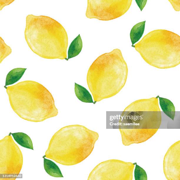 watercolor lemon seamless pattern - lemon stock illustrations