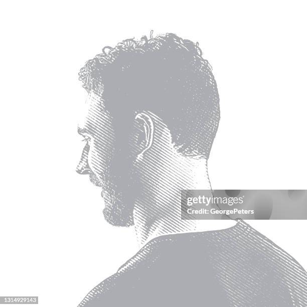 young man with contented expression - man back head stock illustrations