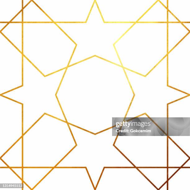abstrakte geometrische gold linie kunst hintergrund. metallische einladung, broschüre oder banner mit minimalistischen geometrischen stil. lissabon arabischen geometrischen mosaik, mediterrane ornament. grußkarte vorlage, vektor mode wallpaper, poster. - sternenmuster stock-grafiken, -clipart, -cartoons und -symbole
