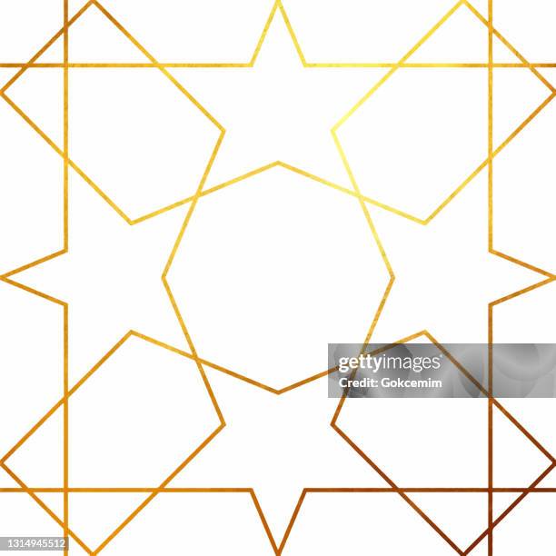 abstract geometric gold line art background.  metallic invitation, brochure or banner with minimalistic geometric style. lisbon arabic geometrical mosaic, mediterranean ornament. greeting card template, vector fashion wallpaper, poster. - star pattern stock illustrations