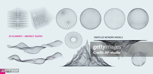 set of 3d elements - oscilloscope stock illustrations