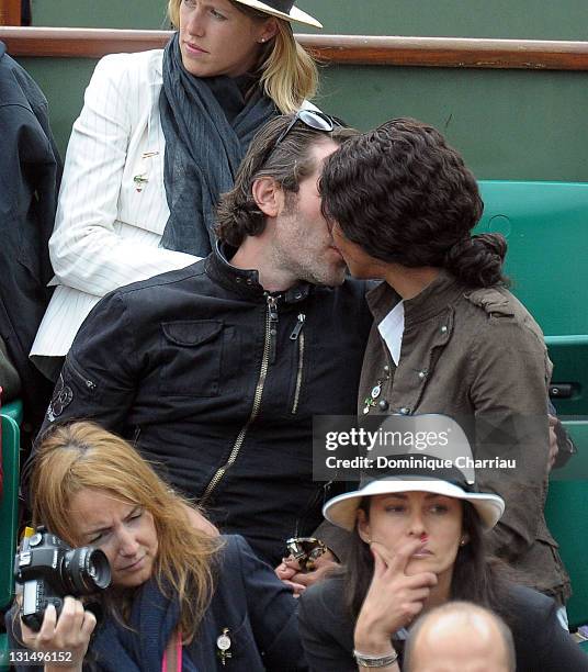 Jalil Lespert and Sonia Rolland attend the French Open at Roland Garros on May 31, 2011 in Paris, France.