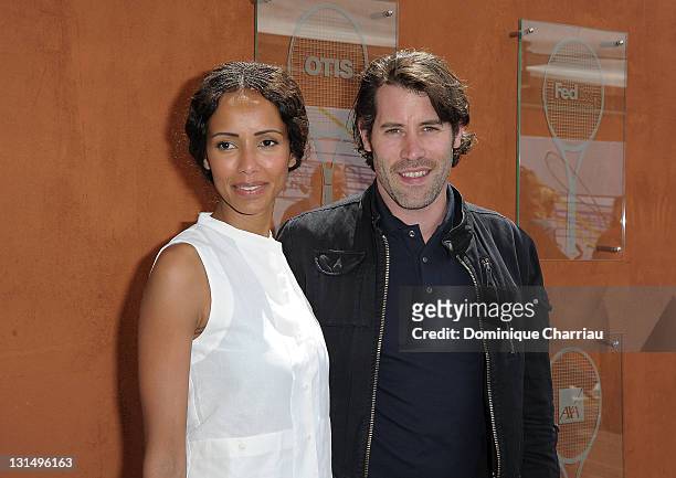Jalil Lespert and Sonia Rolland attend the French Open at Roland Garros on May 31, 2011 in Paris, France.