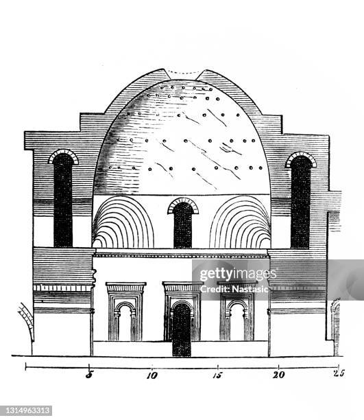 interior elevation, palace of ardashir - castle interior stock illustrations