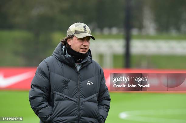 Peter Krawietz of Liverpool during a training session at AXA Training Centre on April 28, 2021 in Kirkby, England.